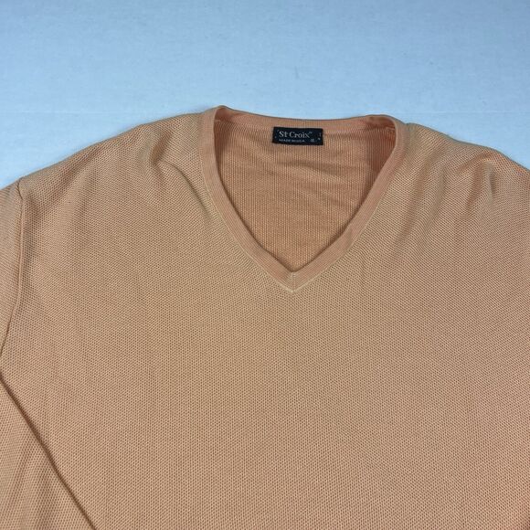 Vintage St. Croix Men’s XL Cotton Sweater Peach V-Neck Made in USA Minor Flaws - Picture 3 of 12